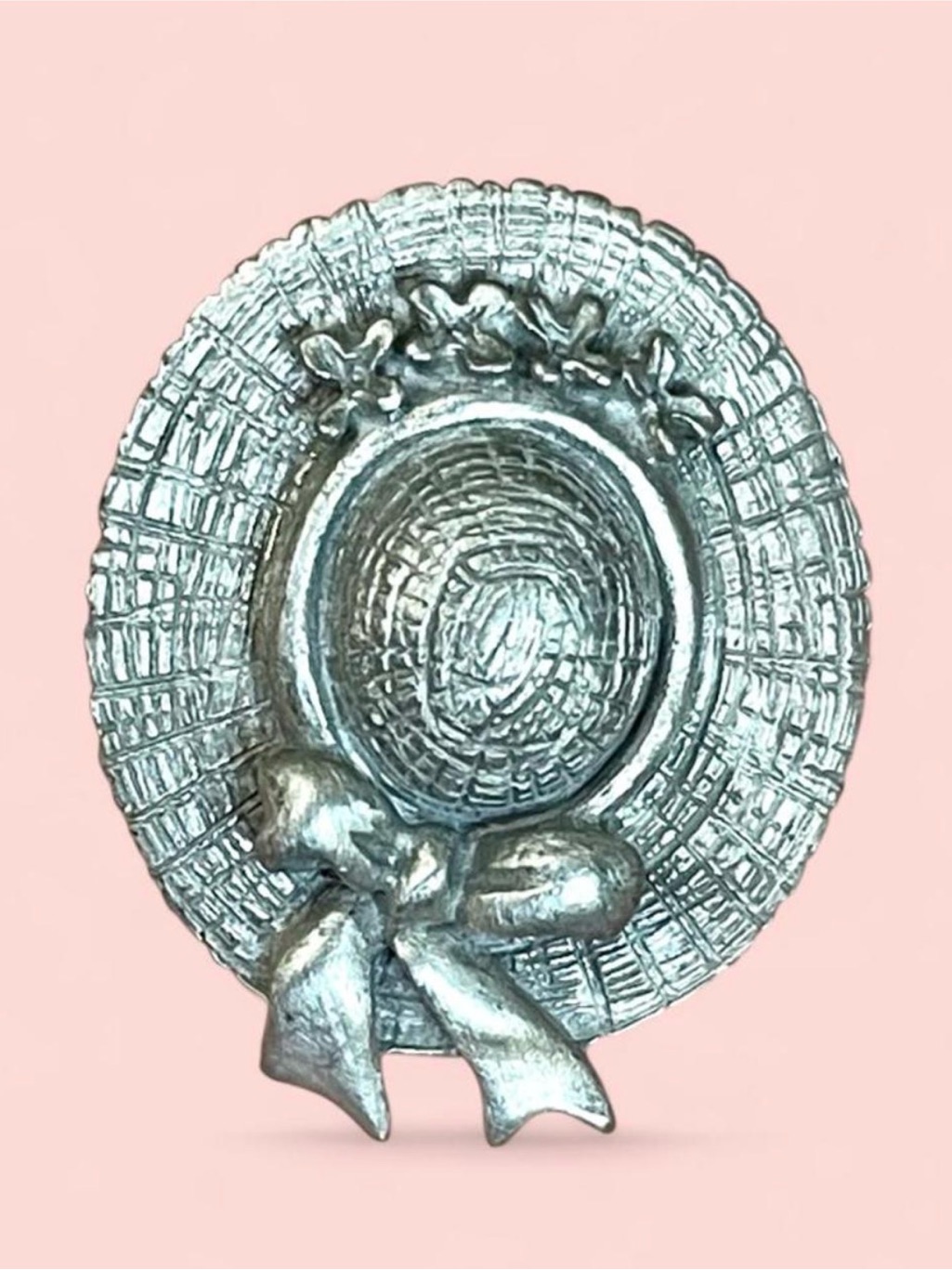 Vintage Lindsay Claire Designs Lcd Pewter Sun Hat Brooch Pin Floral Cottagecore